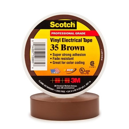3M 3/4'' x 66' Brown 3M 35 Electrical Tape, 10PK T96403510PKN